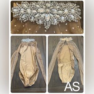 Beautiful neck design Sokali custom leotard, costume adult small